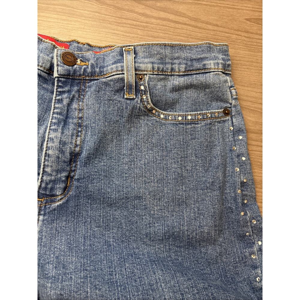 NYDJ Women's Blue Jeans Size 14 With Crystals On Front Pockets And Legs. - Picture 4 of 14